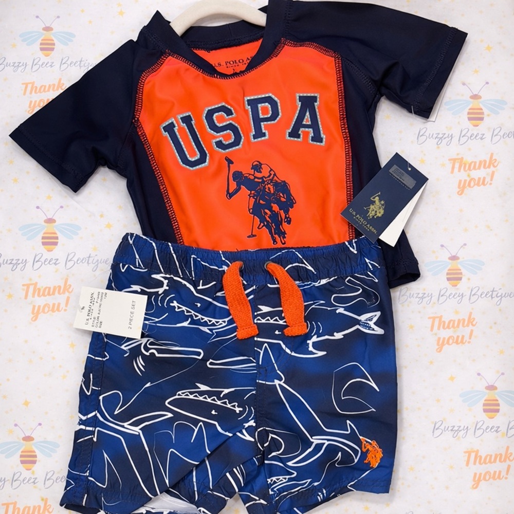 USPA Kids Navy and Orange Swim Set
